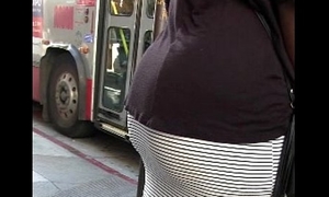 Candid Black Woman Miniskirt Seethe butt Private road creep shot